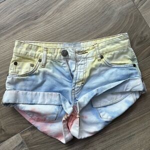 One Teaspoon Multicolor Tie-Dye Jean Shorts size 22